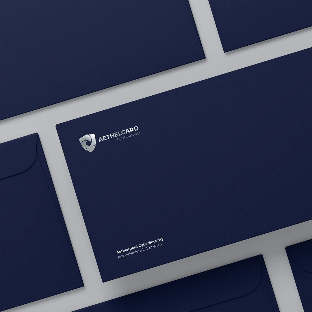 Aethelgard business cards floating in the air