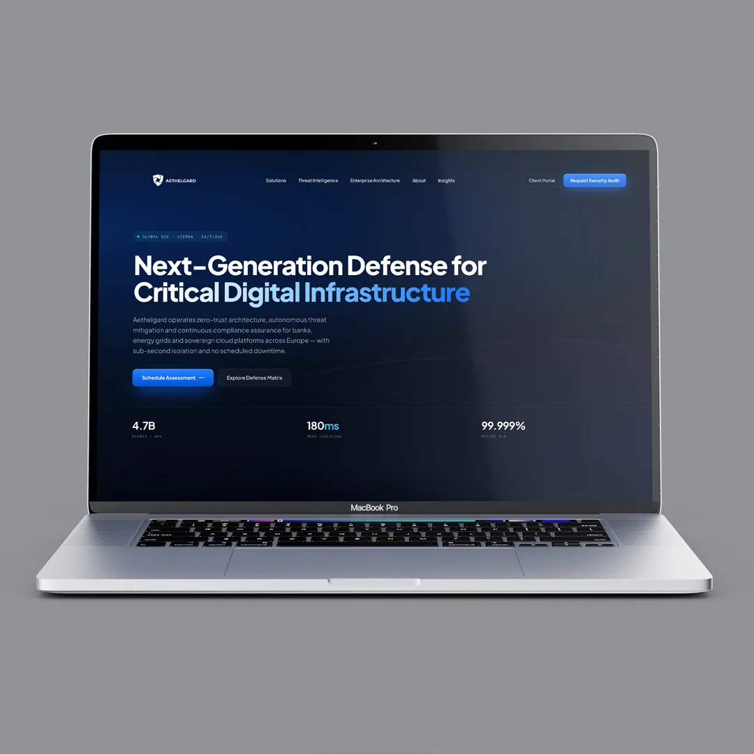 Aethelgard website on a MacBook Pro