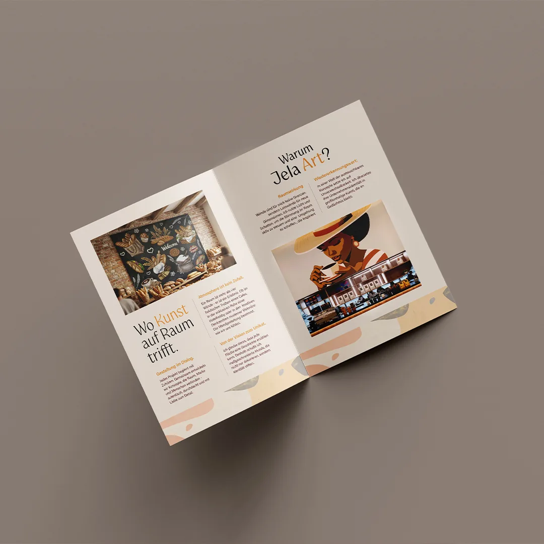 Mural Art brochure covers in a diagonal grid