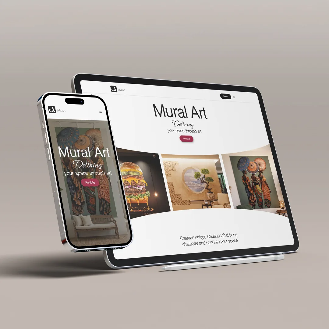 Jela Art website shown on tablet and phone